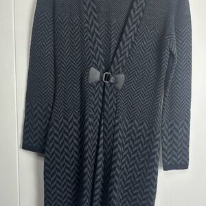 Soft Surroundings Gray Chevron Knit open Sweater XS